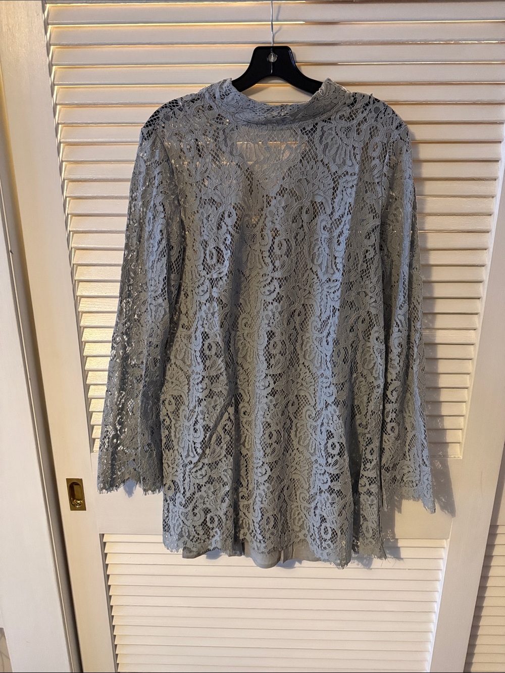 Women's Lace Long-Sleeve Mini-Dress Light Gray